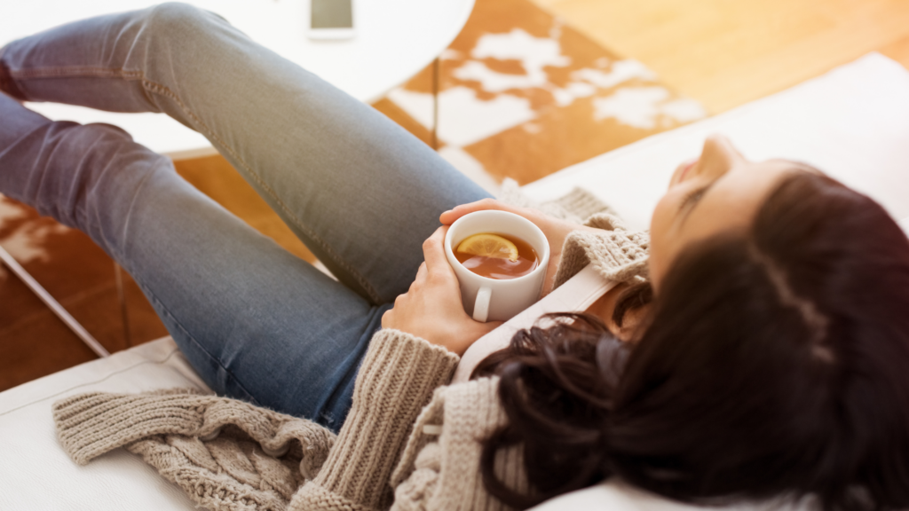 Woman relaxing with coffee