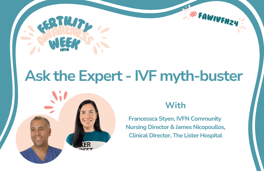 Event title IVF myth buster with headshots and job titles